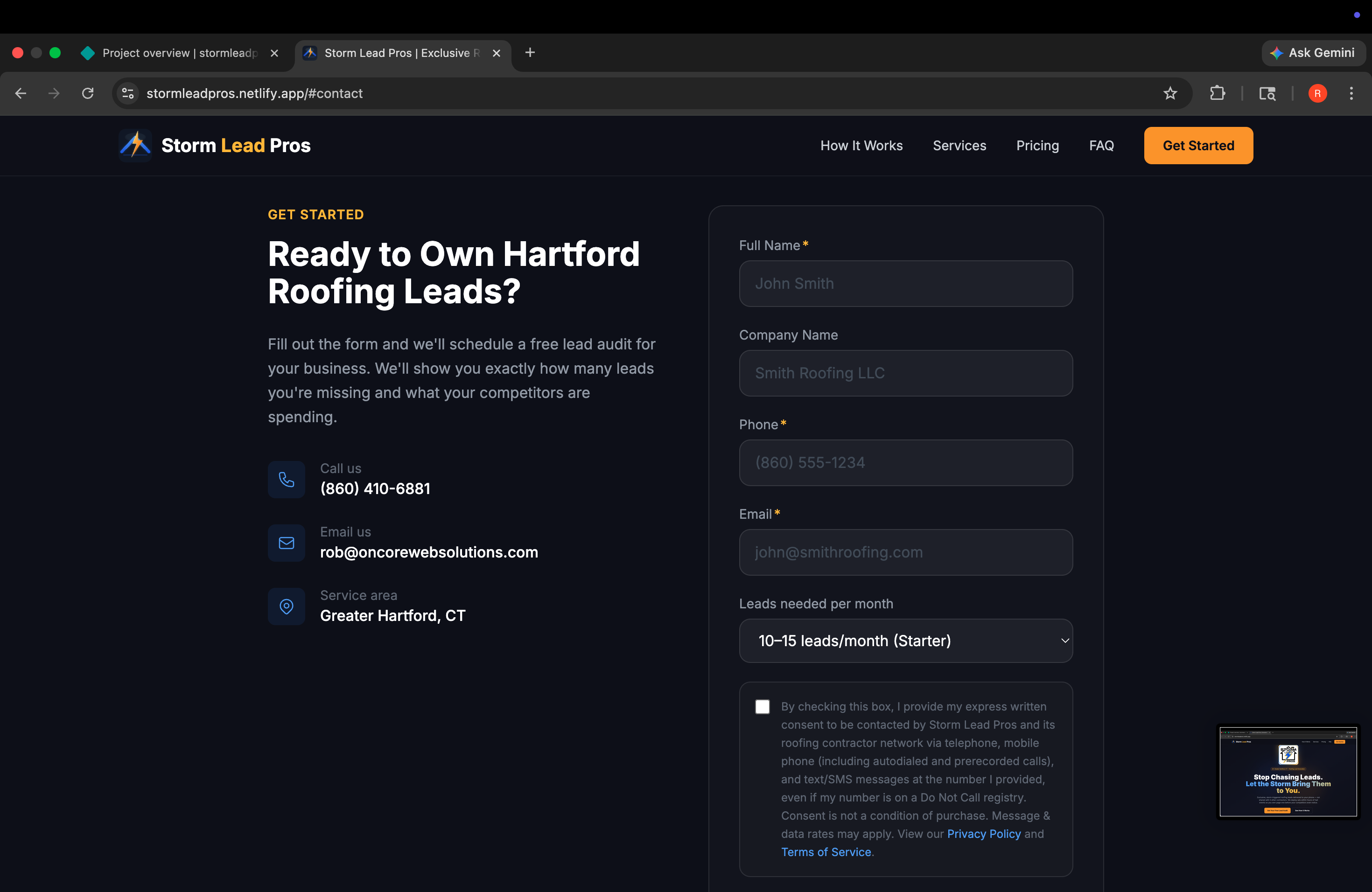 Roofing Lead Gen Website