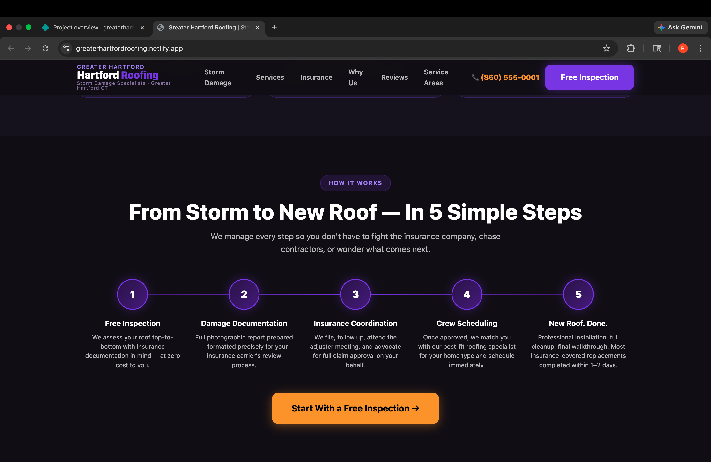 Insurance Claim Roofing Website